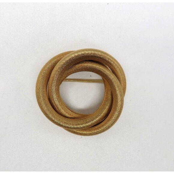 Vintage Sarah Coventry Brooch Twisted Circle Gold Tone Swirl Coiled Pin - Picture 1 of 11